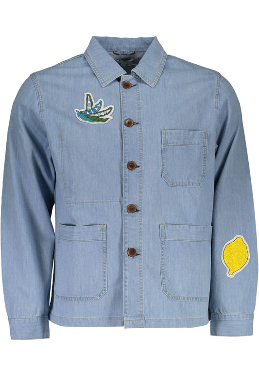 Light Blue Cotton Men Jacket