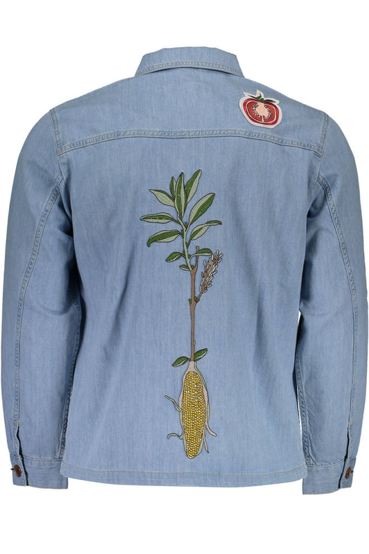 Light Blue Cotton Men Jacket