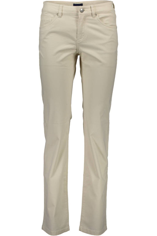 Beige Cotton Women Pant