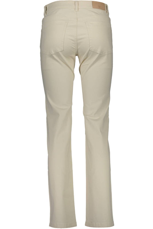 Beige Cotton Women Pant
