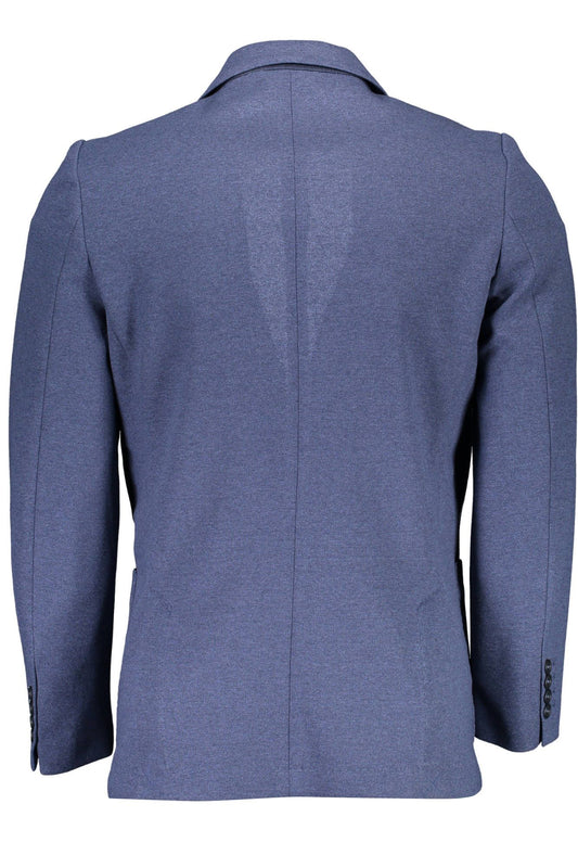 Blue Cotton Men Jacket