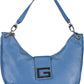 Blue Polyurethane Women Handbag