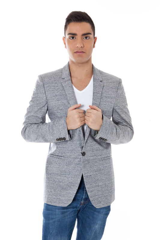 Gray Cotton Men Jacket