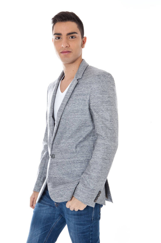 Gray Cotton Men Jacket