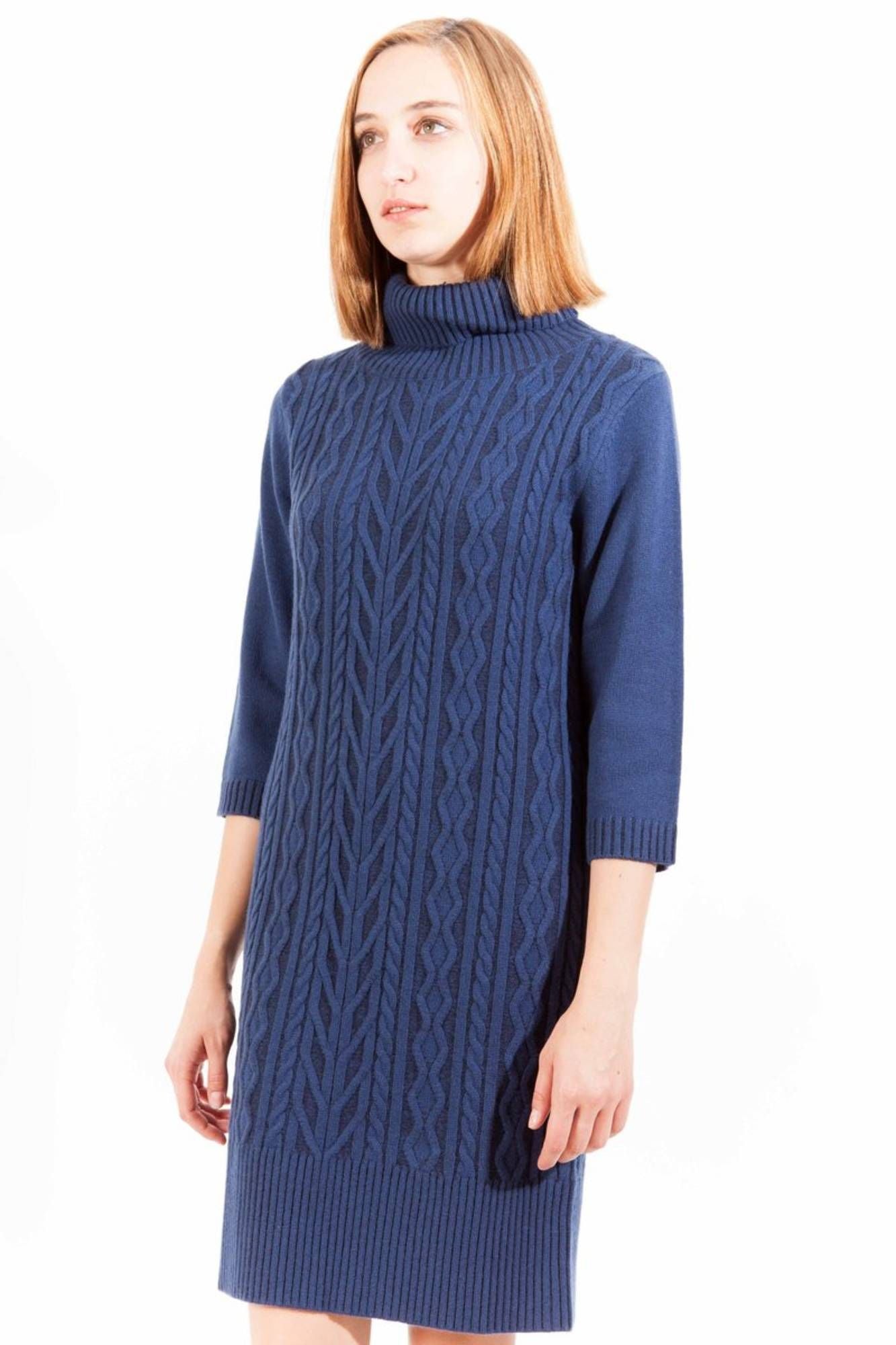 Blue Wool Women Dress