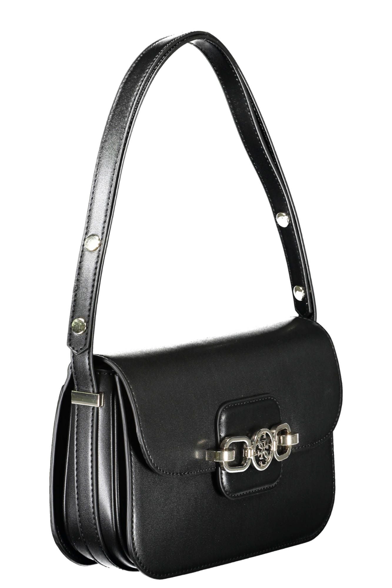 Black Polyurethane Women Handbag