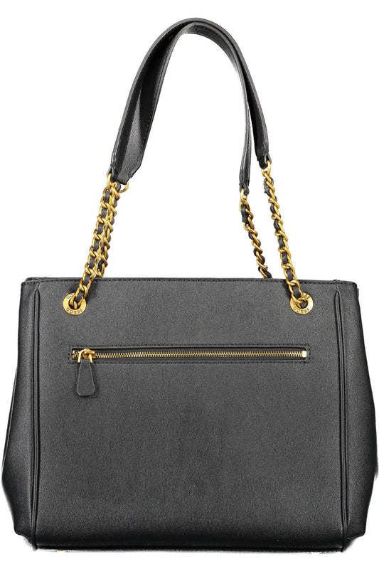 Black Polyurethane Women Handbag