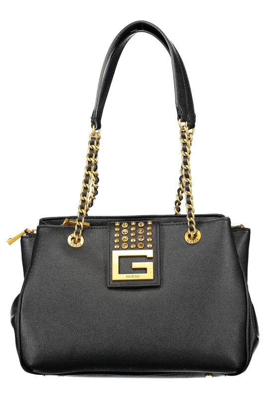 Black Polyurethane Women Handbag