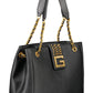 Black Polyurethane Women Handbag