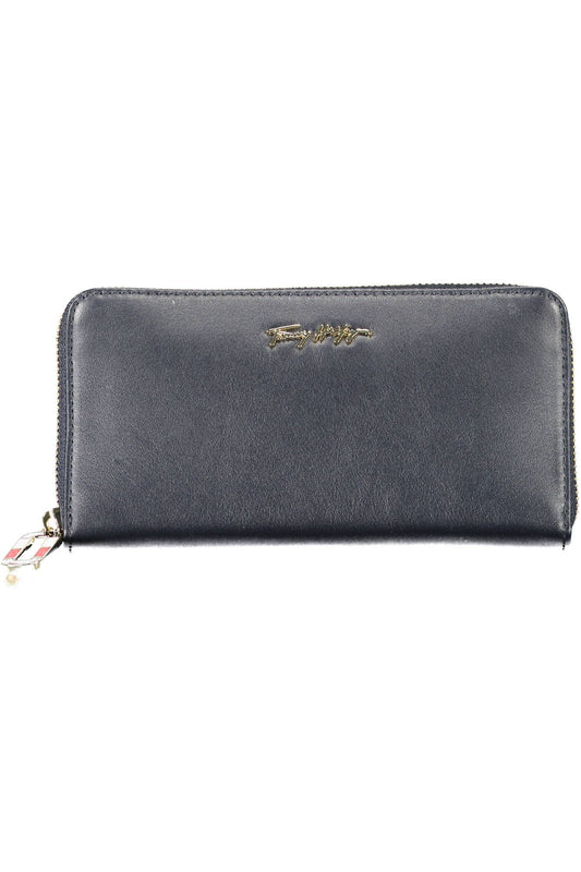 "Blue Leather Women Wallet with Multiple Compartments"