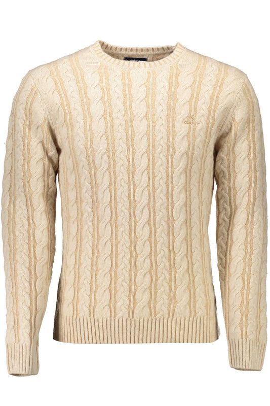 Beige Wool Men Sweater