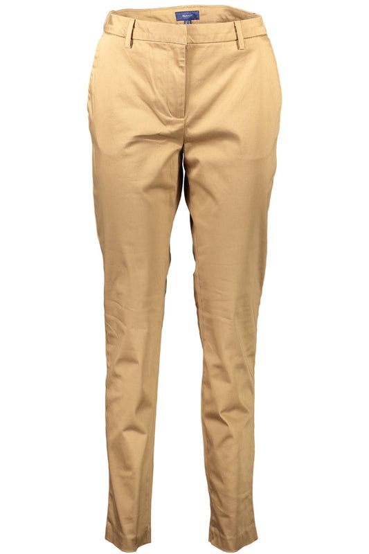 Brown Cotton Women Trouser