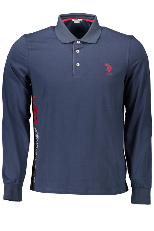 Blue Cotton Men Polo Shirt