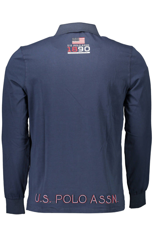 Blue Cotton Men Polo Shirt