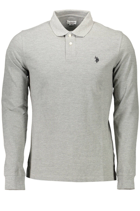 Gray Cotton Men Polo Shirt