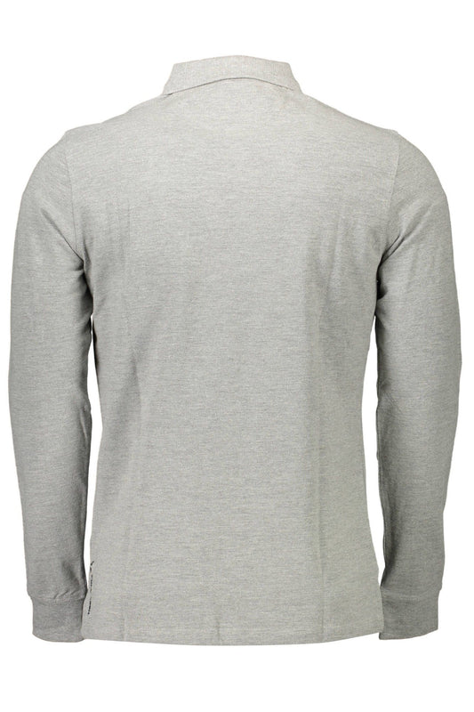 Gray Cotton Men Polo Shirt