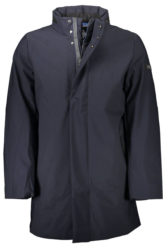 Blue Polyester Men Jacket