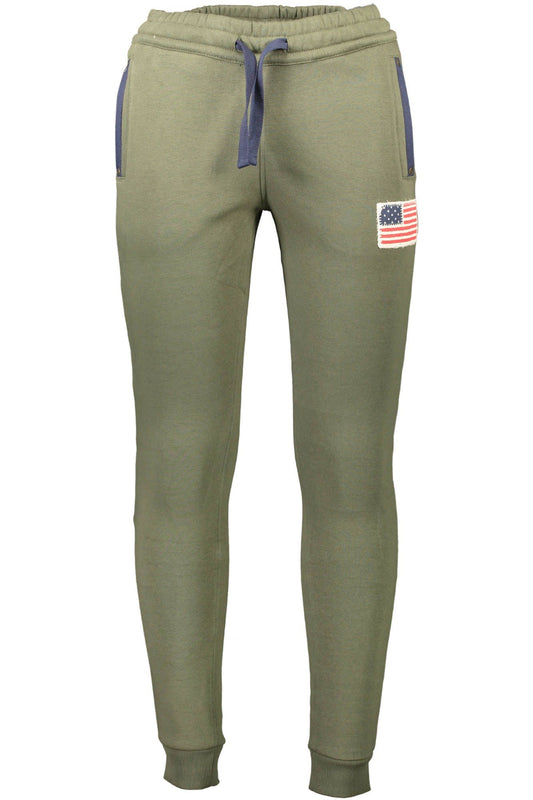 Green Cotton Men Trouser