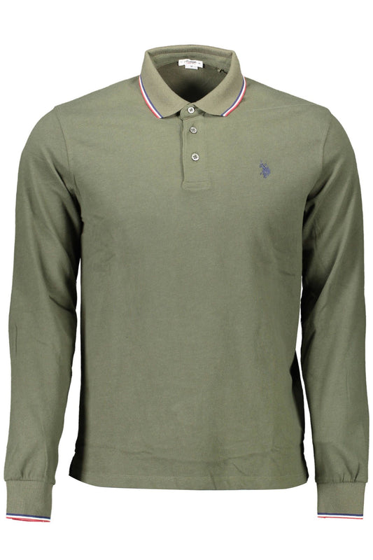 Green Cotton Men Polo Shirt