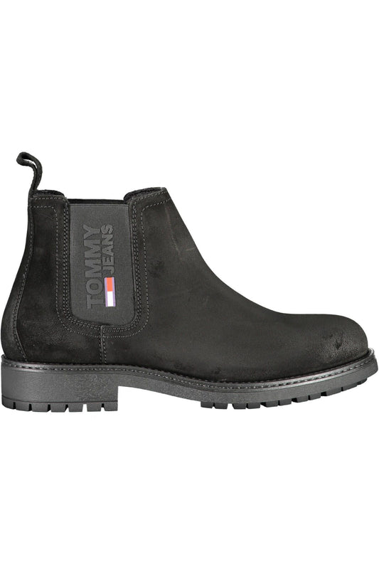 Black Polyester Men Ankle Boot
