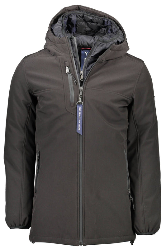 Black Polyester Men Jacket