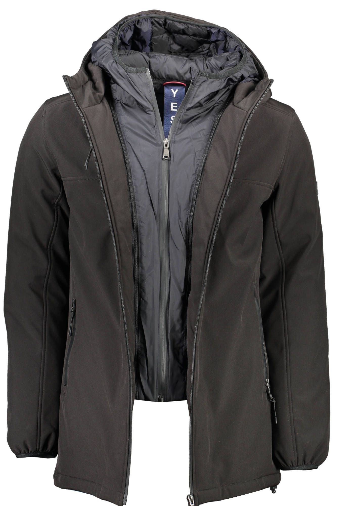 Black Polyester Men Jacket