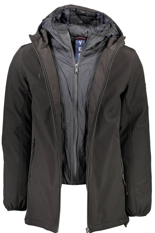 Black Polyester Men Jacket