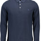 Blue Cotton Men Polo Shirt