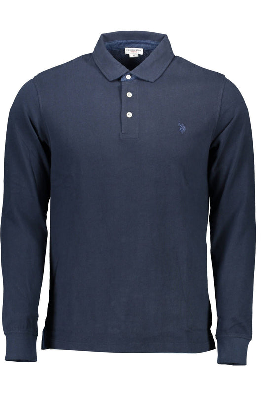 Blue Cotton Men Polo Shirt