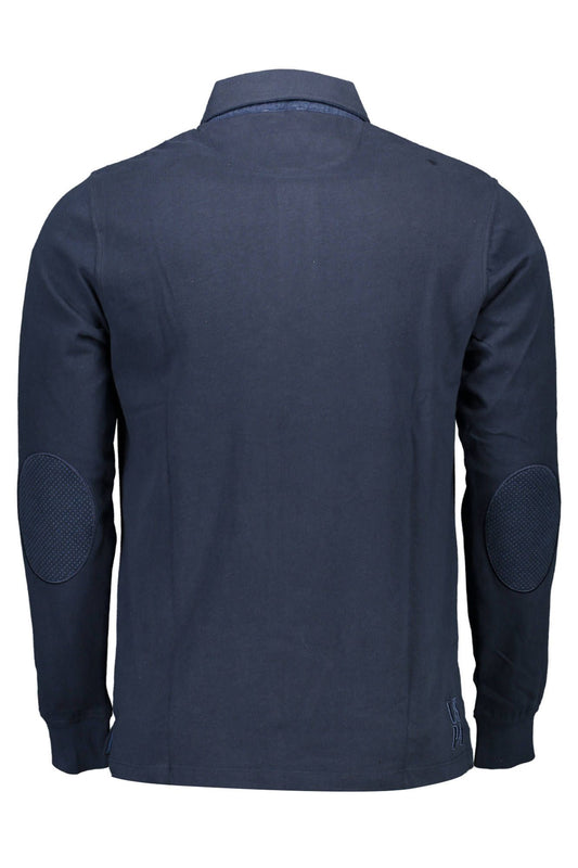 Blue Cotton Men Polo Shirt