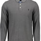 Gray Cotton Men Polo Shirt