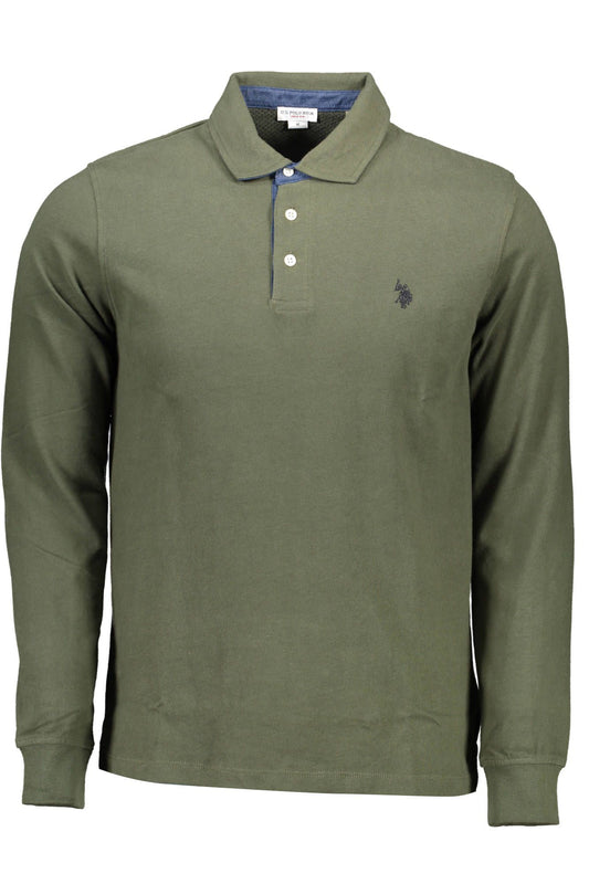 Green Cotton Men Polo Shirt