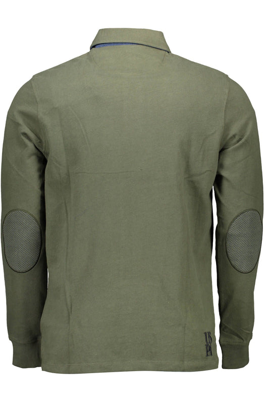 Green Cotton Men Polo Shirt