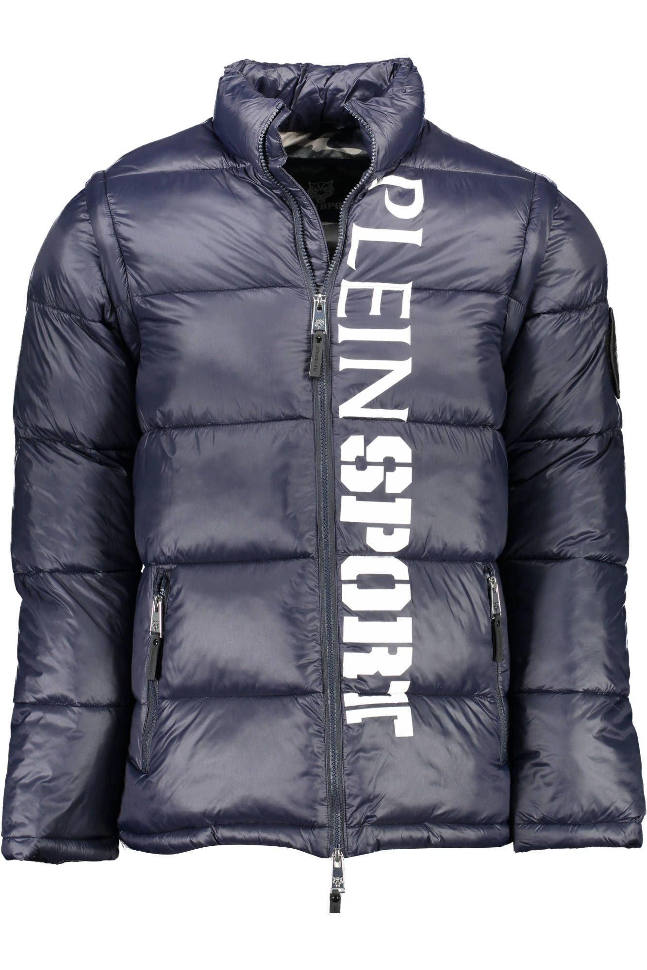 Blue Polyester Men Jacket