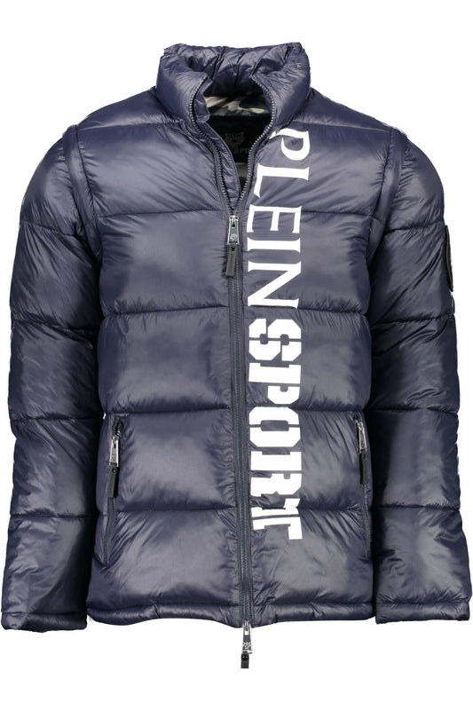 Blue Polyester Men Jacket