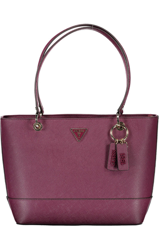 Purple Polyurethane Women Handbag