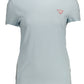 Light Blue Cotton Women T-Shirt