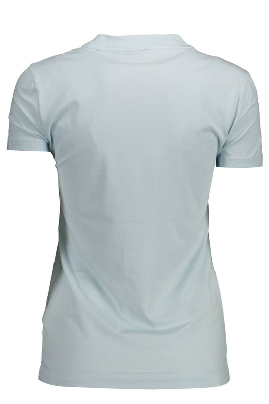 Light Blue Cotton Women T-Shirt