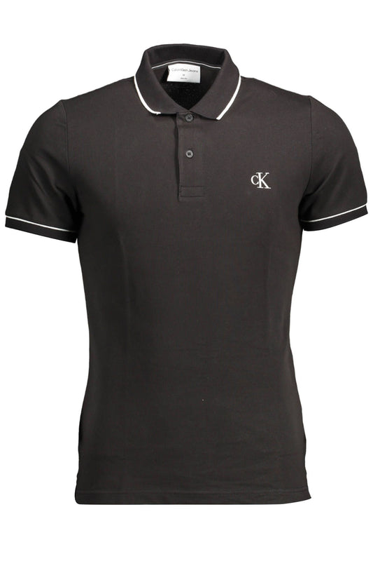 Black Cotton Men Polo Shirt