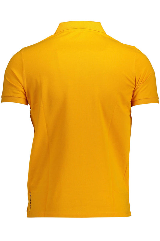 Orange Cotton Men Polo Shirt