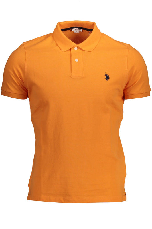 Orange Cotton Men Polo Shirt