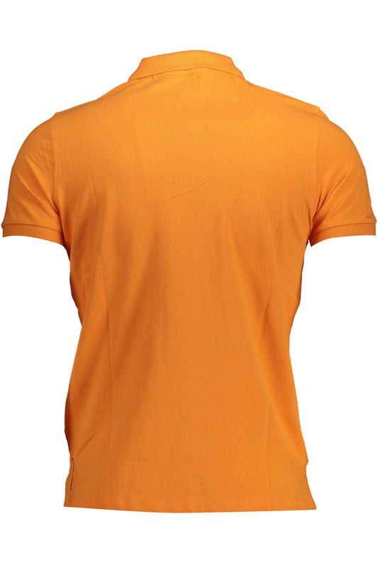 Orange Cotton Men Polo Shirt