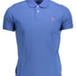Blue Cotton Men Polo Shirt
