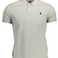 Gray Cotton Men Polo Shirt