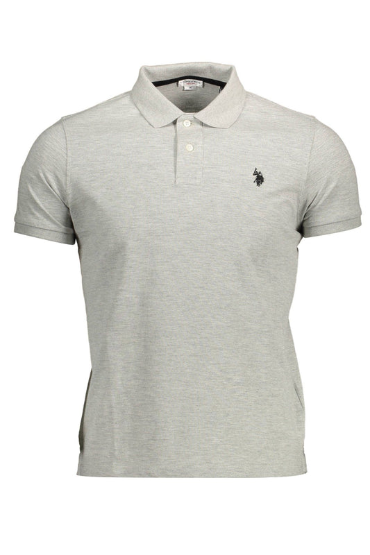 Gray Cotton Men Polo Shirt