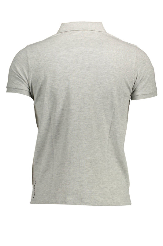 Gray Cotton Men Polo Shirt
