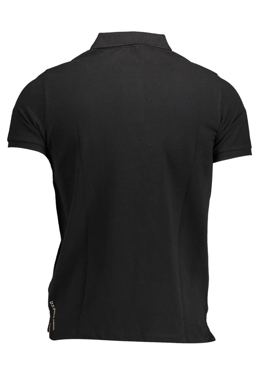 Black Cotton Men Polo Shirt