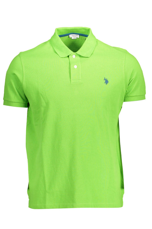 Green Cotton Men Polo Shirt