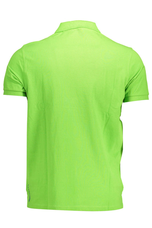 Green Cotton Men Polo Shirt