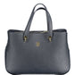 Blue Polyurethane Women Handbag